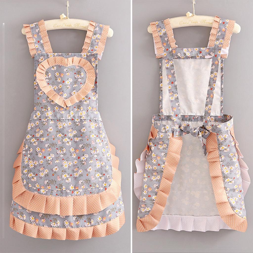 Home Aprons, Canvas Straps, Heart-shaped Floral Aprons
