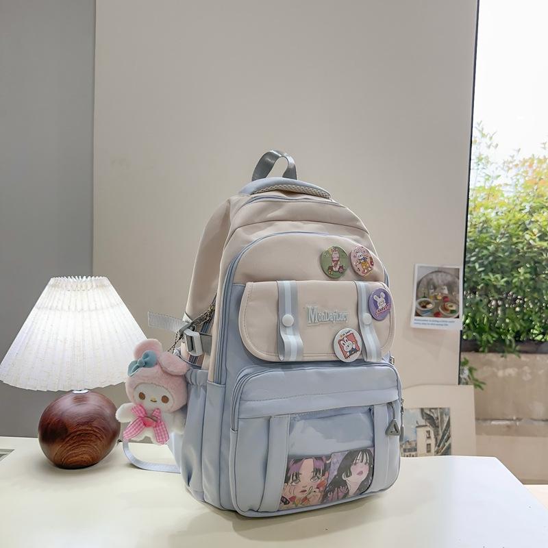 Large-capacity backpack, new high-value college style, fresh, sweet and cute, junior high school students