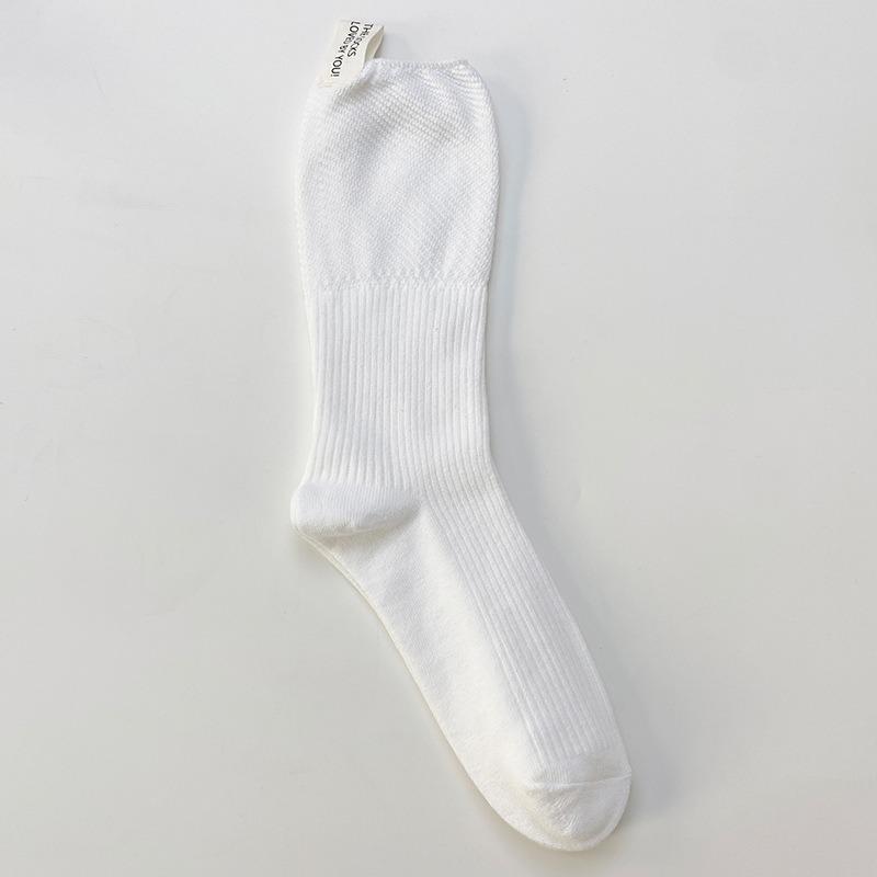 Female Spring and Autumn Heel Love Cloth Label Letters In The Tube Pile Pile Cotton Socks