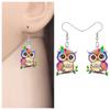 Acrylic Chubby Big Eyes Owl Earrings Cute Bird Drop Dangle Trendy Jewelry Gifts Accessories For Women Girls Kids
