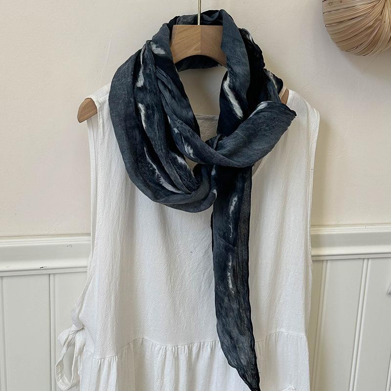 VREOVOR Tie-dye Scarf New Literary Style Thin Spring and Summer Shawl Clothing Outer Shawl Retro Fashion Trend