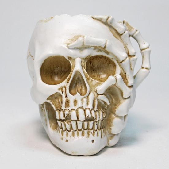 Skull Flower Pot Resin Human Skull Planter Weatherproof Gothic Plant Pot for Planting Succulents Indoor Outdoor Use