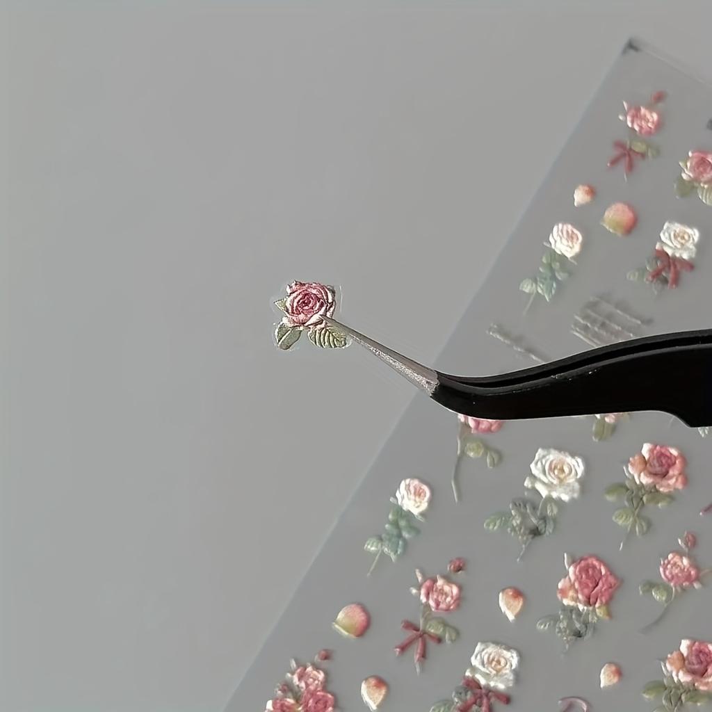 Elegant Rose & Butterfly Resin Sticker Self-Adhesive Flat Decals for Phone, Laptop, Notebook,Reusable,Notebook Accessories Elegant Sticker Design