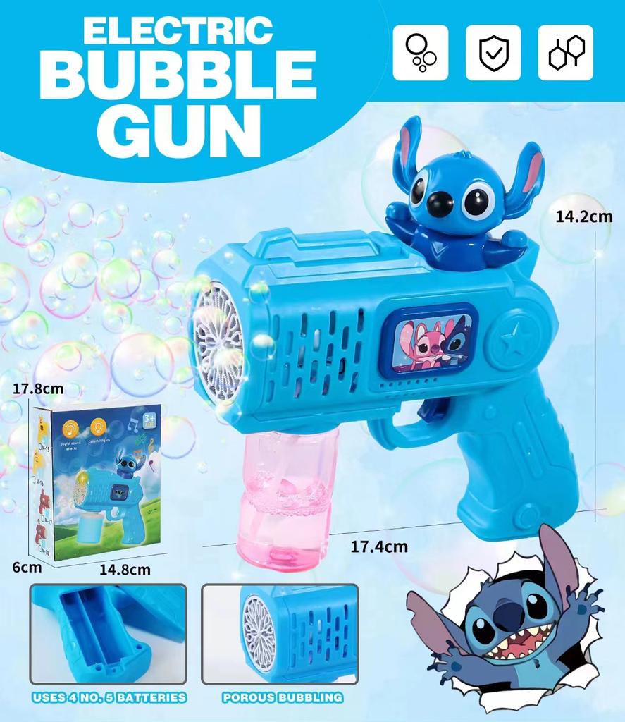 Children Bubble Gun Toy Stitch Fully Automatic Bubble Machine Bubbles Gun Outdoor sand Game Fantasy Toy for Boys Girls Gift
