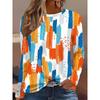 Creative Personalized Stripes Pattern Women's Round Neck Long Sleeved T-shirt Loose Leisure Oversized Fashionable Versatile 3D T-shirt
