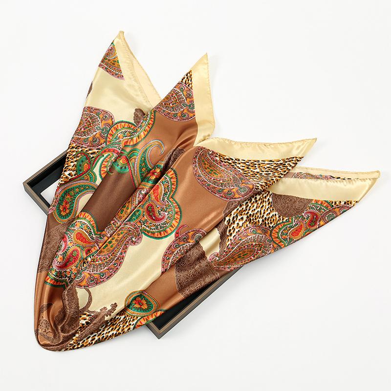 90cm Silk Satin Square Scarf Women Print Shawl Wrap Hijab Warm Bandana Hair Band Foulard Headkerchief Beach Stoes Echarpe