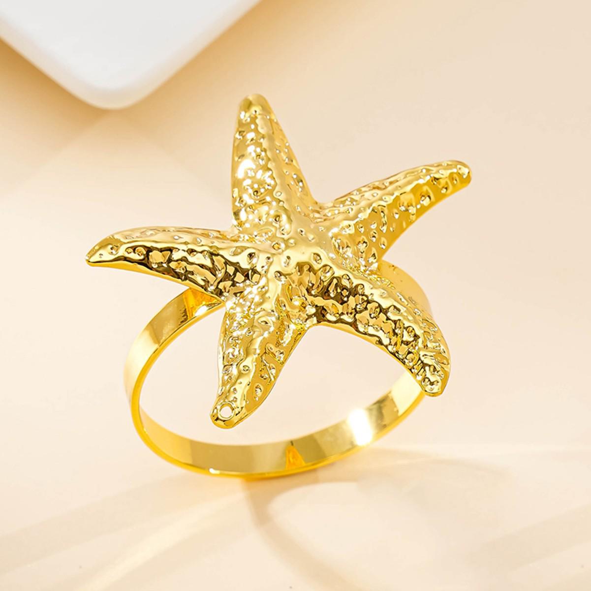 Starfish Ocean Series Metal Napkin Ring for Elegant Table Settings золотой