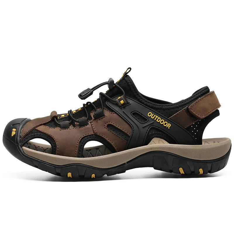 

Men s Closed Toe Outdoor Hiking Sandals Protective Water Shoes with Adjustable Strap 39 коричневый