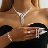 Popular Accessories Full Diamond Necklace Earrings Wedding Dress Accessories Bare Diamonds Zircon Four-Piece Set