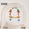 Wood Parrot Toy Hanging Swing Toy, Wooden Bird Perch Stand for Cage, Standing Branch Beads Blocks Chew Parakeet Cockatiel Budgie Macaws