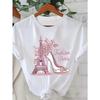 European Size , Fashion Women's Paris Style Printed T-Shirt- Eiffel Tower and High Heels Pattern Loose Round Neck Short Sleeve Breathable