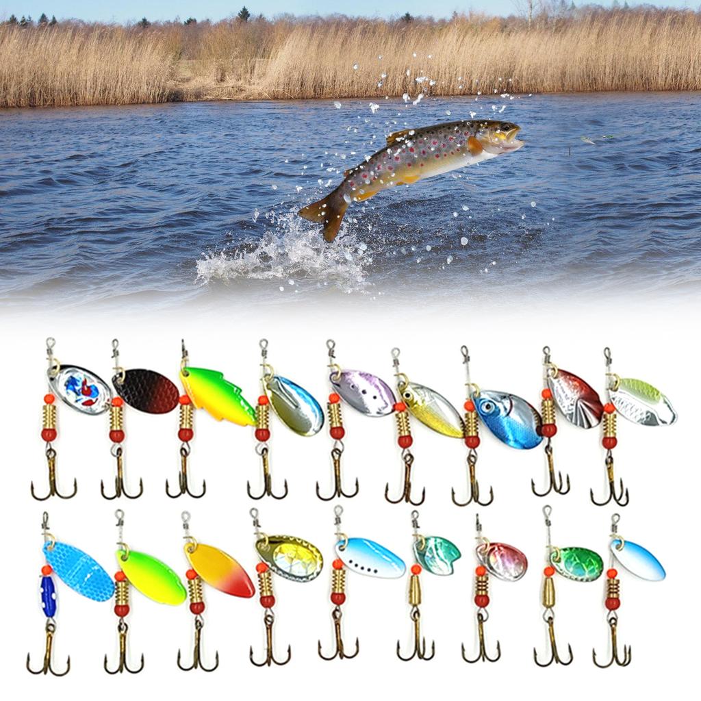 30 Pezzi Cucchiaini da Pesca per Trota Amo Triplo Esca per Trota Metal duro Esca Rotante Esca Dura Minnow Esca Durevole