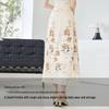 VICTORIA&VERA New Chinese Style Rose Print Horse-Face Midi Skirt