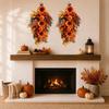 Reusable Autumn Harvest Ornament Fall Sunflower Swags Wreath, Maple Leaves And Berries Hanging Decor Artificial Wreath for Front Door Seasonal