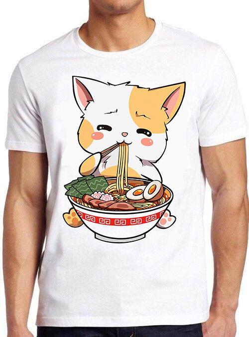 Ramen Cat Anime Kawaii Neko Cute Japanese Noodle Vintage Cool T Shirt M447 S