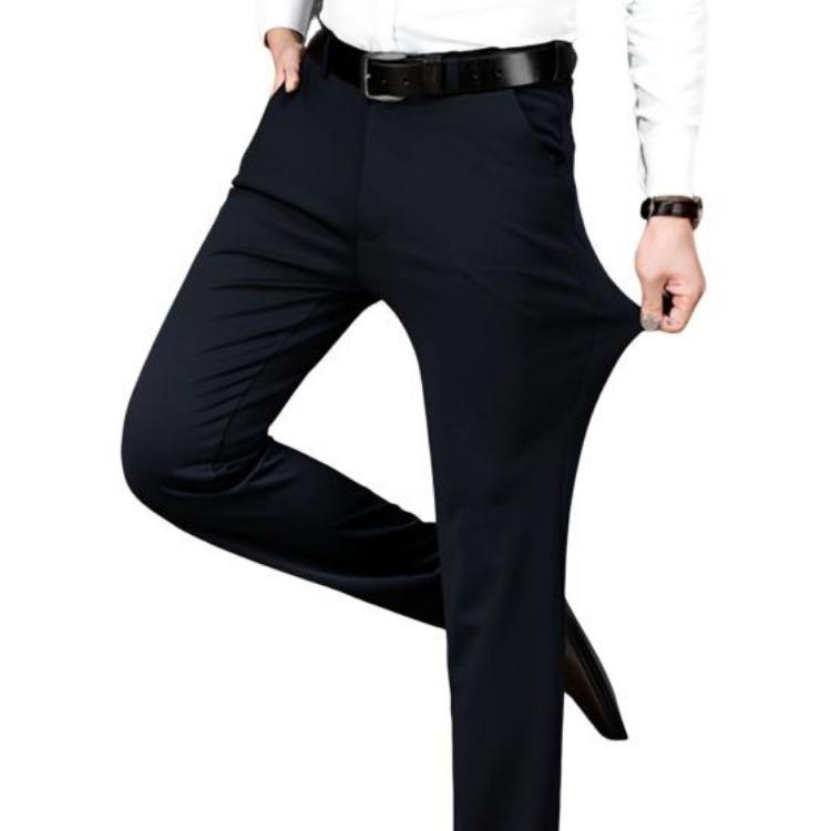 Pantalones de Traje para Hombre Elásticos Finos Pierna Recta Resistentes a las Arrugas Sin Planchar Oficina Pantalones de Negocios Ropa Formal Cita