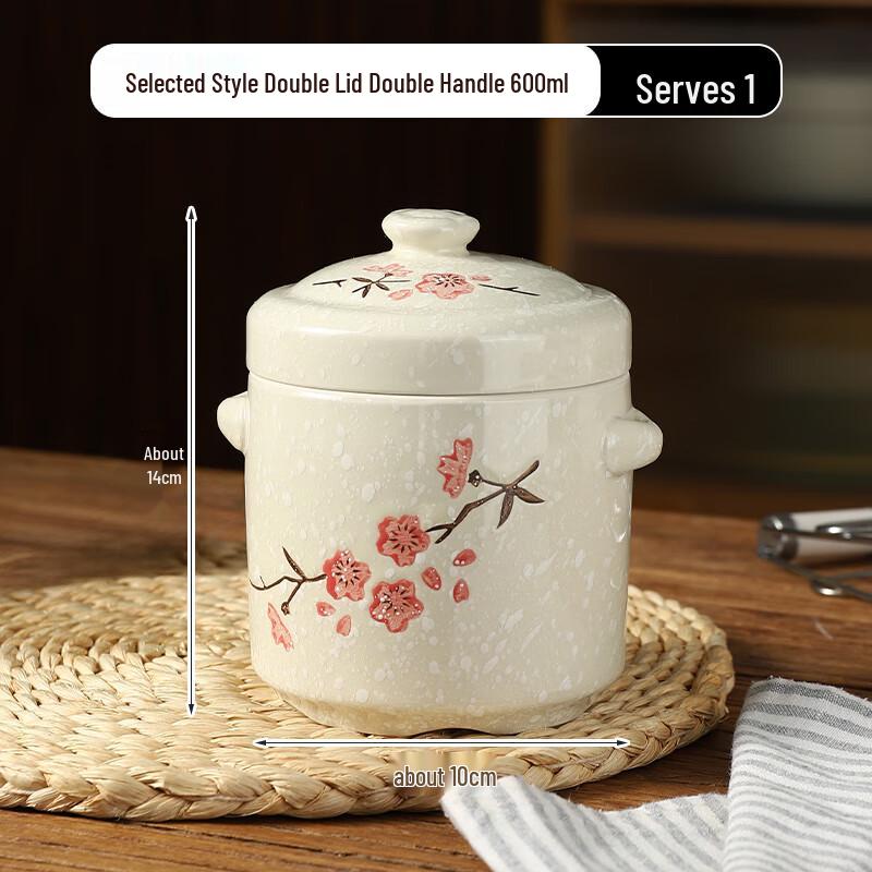 Zhao Ran 600ML Ceramic Double-Boiler Stew Pot