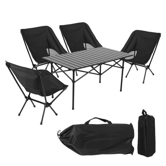 Camping Table Chair Set, Folding Portable Outdoor Table Chair, Fishing BBQ Hiking Folding Stool Table Set with Large Storage Organizer and Carrying