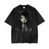 Dunkles Gothic Anime AcidWash T-Shirt Rose Drip Grafik Oversized Unisex T-Shirt-