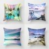 Summer Vacation Cushion Cover Pink Beach Wave Mountain Sofa Pillowcase Bedroom Home Car Office Accessories