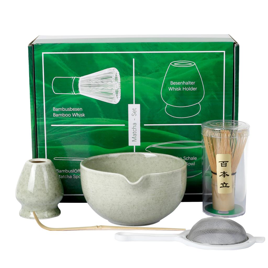5 Pcs Matcha Making Kit Ceramic Japanese Matcha Bowl Whisk Set Easy to Clean Anti-Rust Matcha Set for Tea Lovers Tea Accessories
