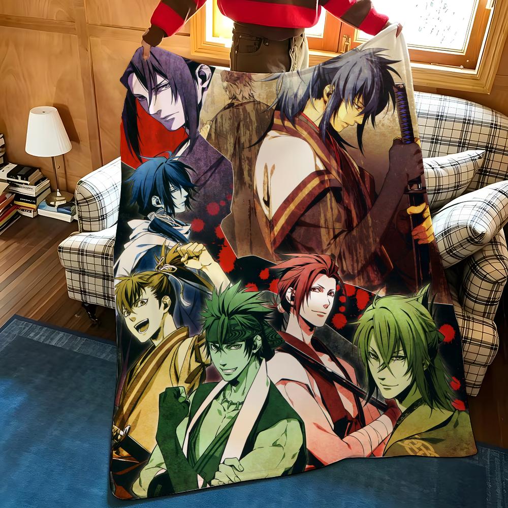 Anime H-Hakuoki Throw Flannel Cozy Print Blanket, Portable, Durable Machine Washable cute Cool