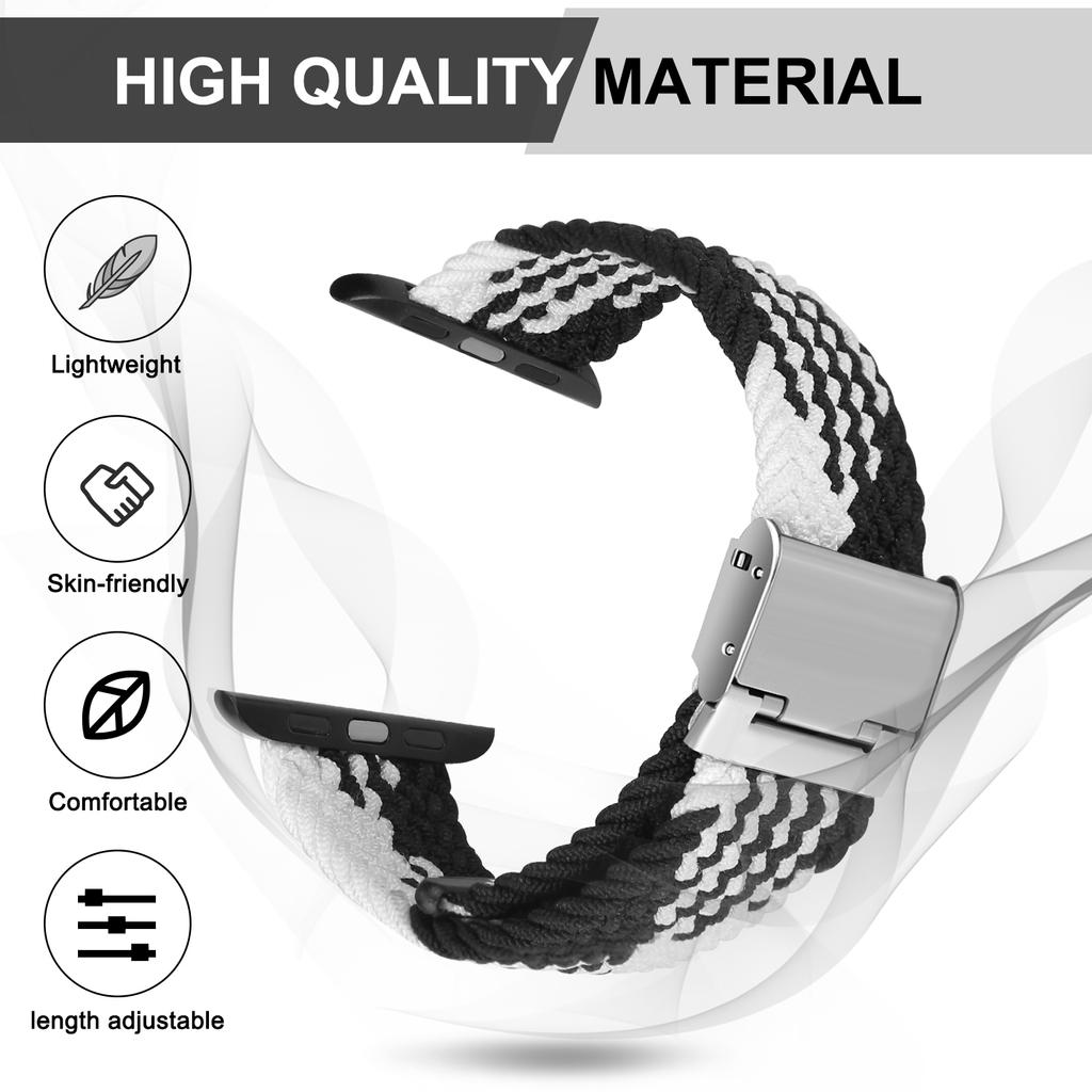 Adjustable Braided Watch Bands for Apple Watch Series Ultra 9 8 7 Folding Clasp Nylon Strap for IWatch 4 5 6 38 40 42 44 41 45 49mm Bracelet