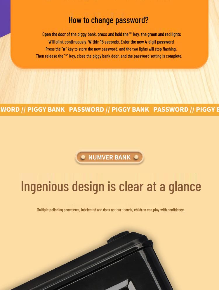 Children's Combination Lock Piggy Bank: Money Saving Bank for Boys and Girls, Save & Withdraw, Chinese New Year Lucky Money Storage