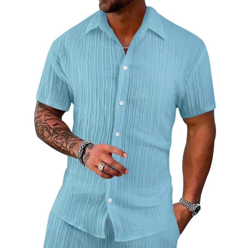 Summer Men's Casual Loose-Fit Short-Sleeved Cardigan Beach Shirt