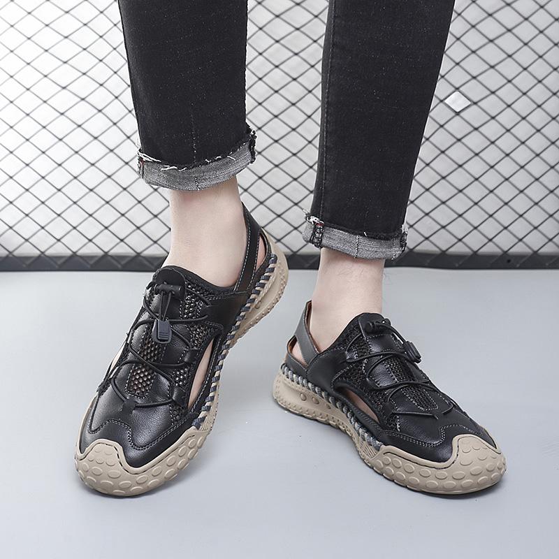 Fashion New Men's Sport Closed Toe Sandals Summer Outdoors Hiking Mesh Shoes Breathable Fashion Casual Sneakers Soft Bottom Male Flats