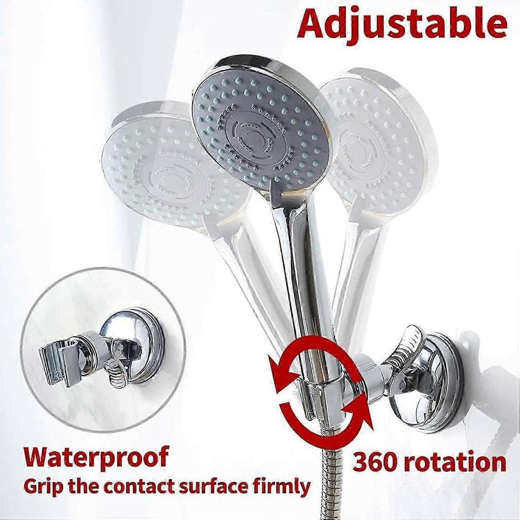Removable Adjustable Shower Head Holder Suction Cup Shower Wall Mount Reusable Shower Head Holder No Drill Waterproof
