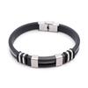 Man Bracelets Stainless Steel Casual Adjustable Bracelet For Men Waterproof Silicone Bangles Black Wristband Punk Trendy Jewelry