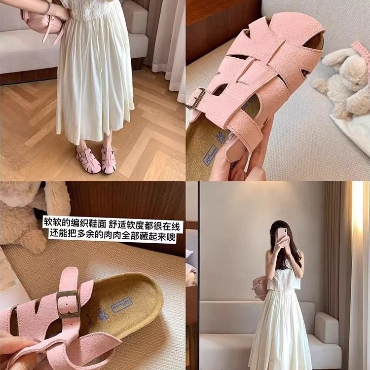 Cowhide Version! 2025 Summer New Retro Baotou Boken Cool Slippers Women's Genuine Leather Outer Wear Hollow Pig Cage Slippers