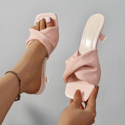 New Summer Fashion Simple Ladies Slippers Dew Feet High Heels Solid Color Comfortable Casual SlippersFashion Slippers36-43