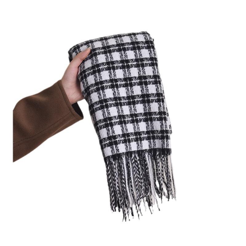 Diamond Pattern Plaid Scarf Female Student Shawl Dual-Purpose Thermal Scarf Male Trend