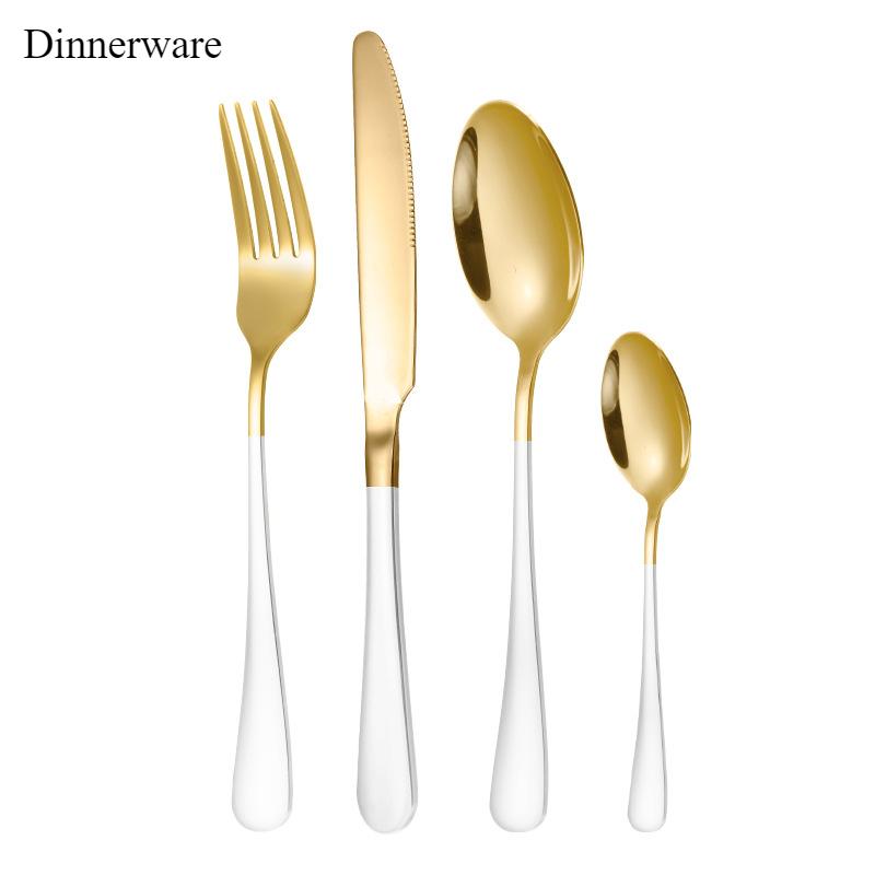 Rainbow Tableware Stainless Steel Flatware Cutlery Set Dinner Fork Knife Coffee Spoon Kitchen Dinnerware Silverware Set