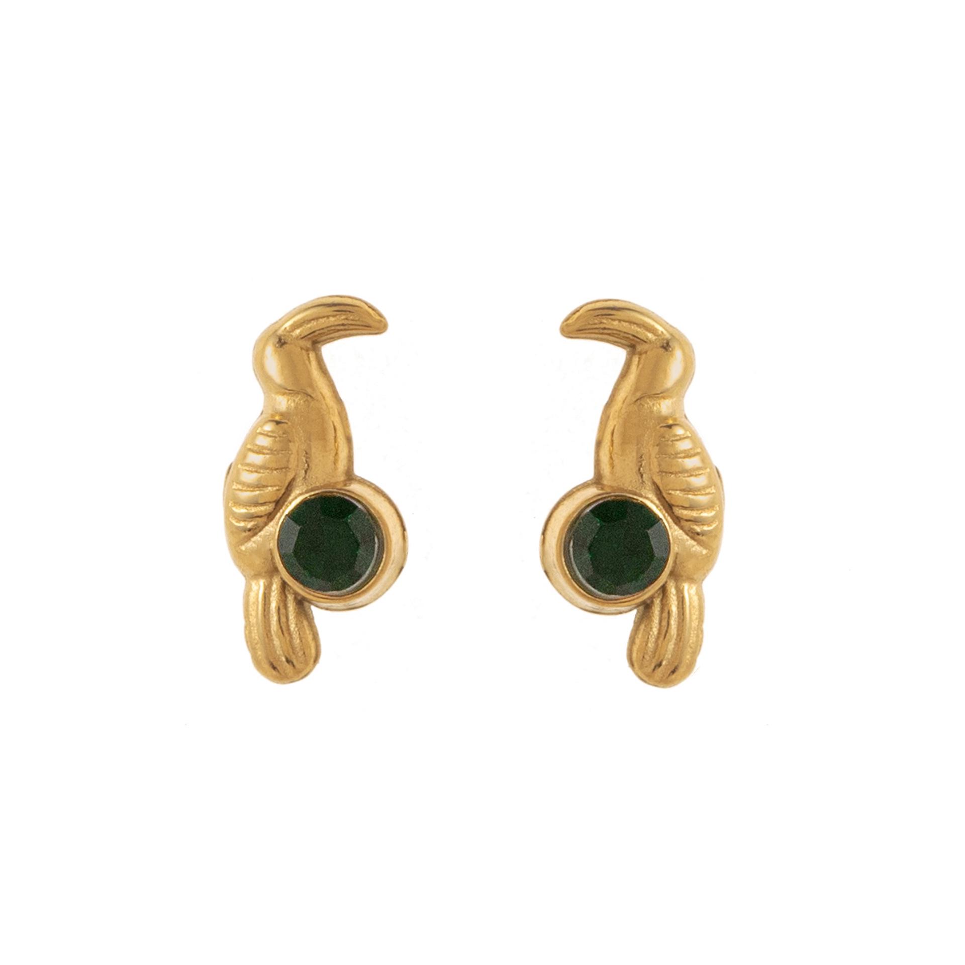 Niche Touching Plant Ear Studs - Fashionable & Cute 18K Gold-Plated Stainless Steel #3 дятла