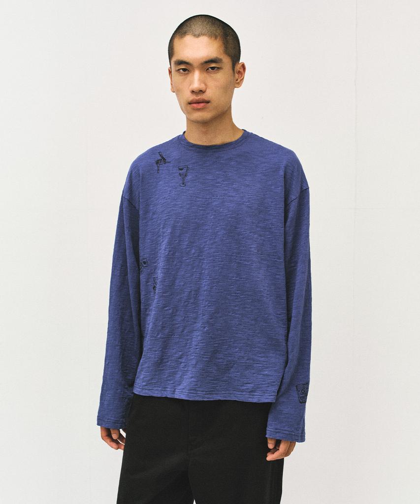 Seopiseuedisyeon Tattoo Long-Sleeve T Shirt Iris Blue