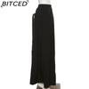 BITCED Spring/Summer Women's Solid-Color Streetwear High-Waisted Relaxed-Fit Wide-Leg Pants