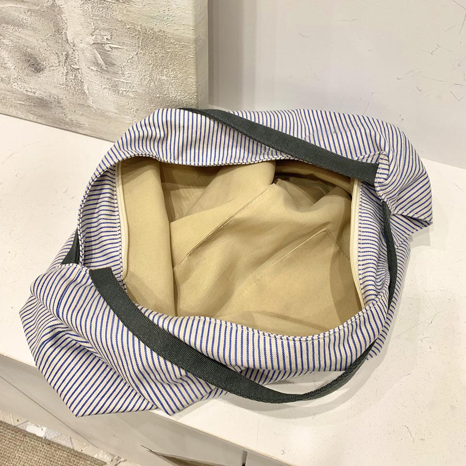 Large Capacity Striped Print Tote Bag Women's Shopping Bag Shoulder Bag Underarm Bag