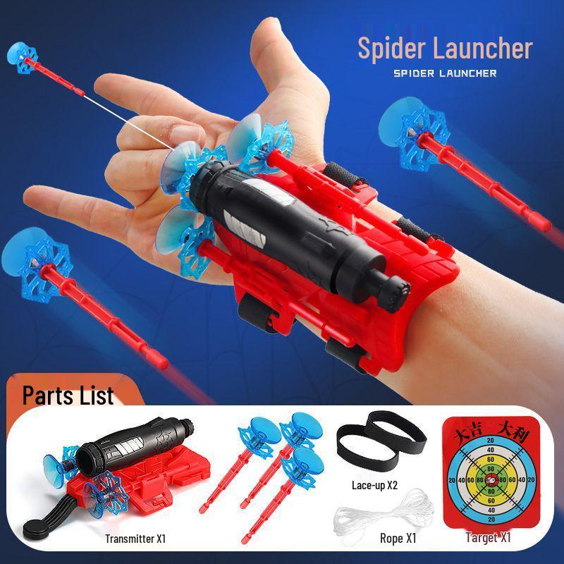Spider Hero Wrist Launcher: Suction Cup Web-Shooter Toy with Sticky Wall Soft Bullet