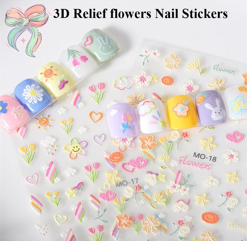 3D Reliefblumen Nagelsticker Kleines Muster Nagelkunst Aufkleber Laser Schmetterling Zubehör Klebeaufkleber DIY Dekorationsaufkleber
