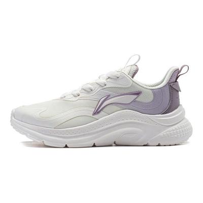 Li Ning Yuyue Tendance Classique Semelle Épaisse Augmentant la Hauteur Antidérapante Résistante à l'Usure Chaussures Décontractées Basses Baskets Femmes Blanc Violet AGLT152-3
