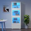 Vetrina 60*40*173cm con Porta in Acrilico, Finitura Lucida, Illuminazione LED, 3 Ripiani in Vetro, Bianco