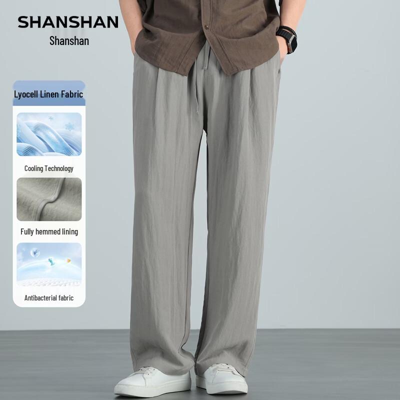 SHANSHAN Men's Tencel Linen Blend Casual Pants