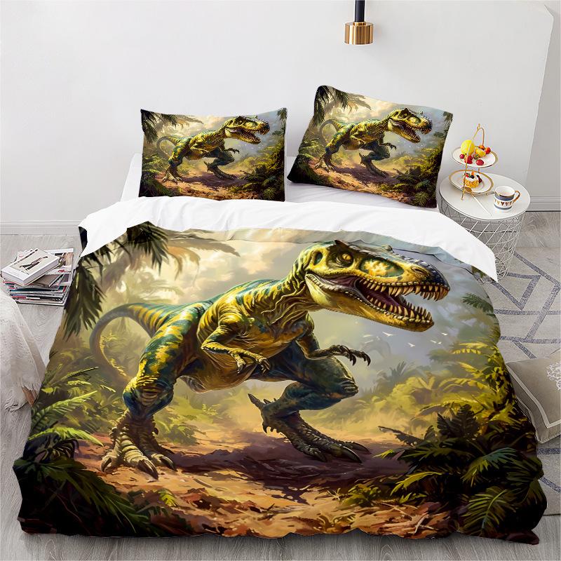 Dinosaur Series 3D Digital Printing Three-Piece Bedding Kit Bed Sheet Quilt Cover