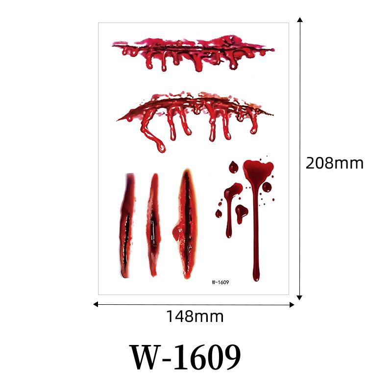 1 Sheets Halloween Scar Tattoos Stickers Temporary Bloodstain Wound Costume Festival Celebration Make Up Arm Face Tattoo