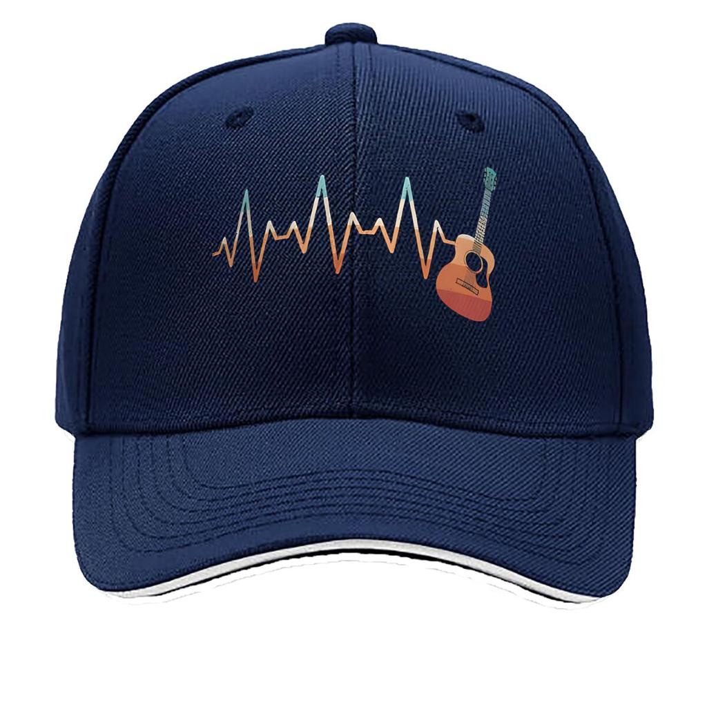 Melodic Heartbeat Guitar Waveform Mashup Design Sandwich Baseball Cap For WoUnisexs Unisex FeUnisex Beach Dad Hat