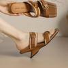Fashion Vintage Braided Belt Buckle Open Toe Wedges Women's Summer New Square-toed High-heeled Slippers
