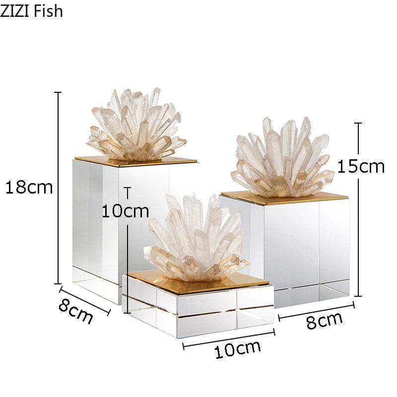 Agate Stone Transparent Crystal Crafts Sculpture Gold-plated Crystal Marble Ornaments Living Room Furnishings Desk Decoration